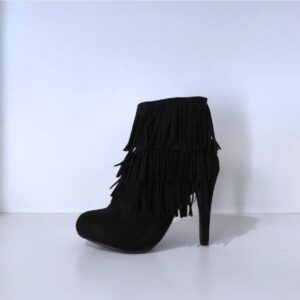 Botín Flecos Gamuza Negra